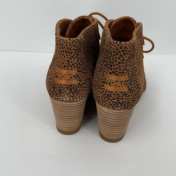 TOMS Kala wedge ankle boots booties lace-up mini Cheetah suede shoe brown new 10 - Picture 5 of 9